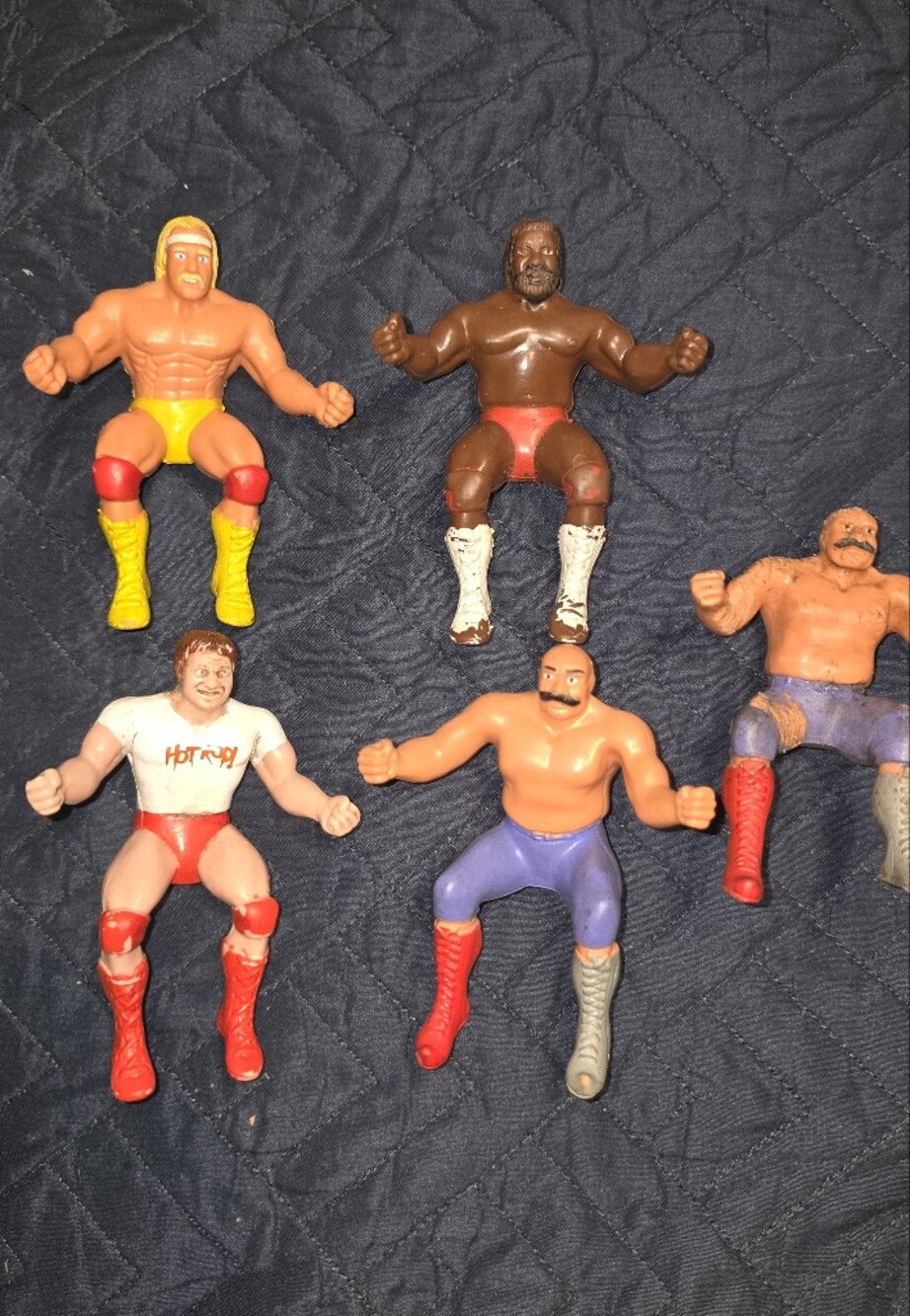 5 Vintage WWF Thumb Wresters. Used